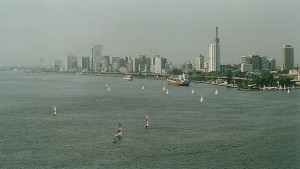 Lagos Island as seen from the harbor (Photo by Benji Robertson, Wikimedia Commons)