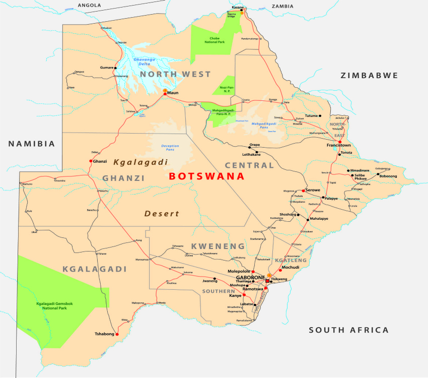 Map of Botswana (Shutterstock)