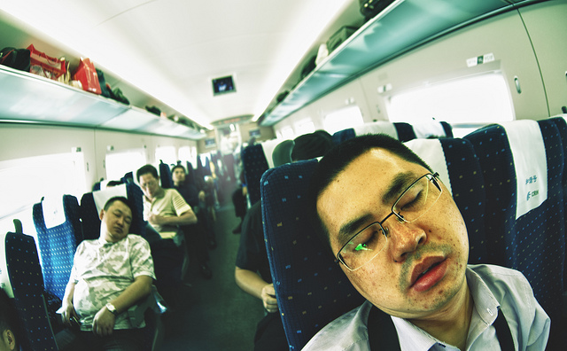 You'll look something like this guy after 24-hours on a Chinese train (J. Kos-Read / Flickr). 