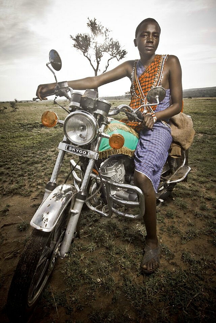 Maasai on motorbike