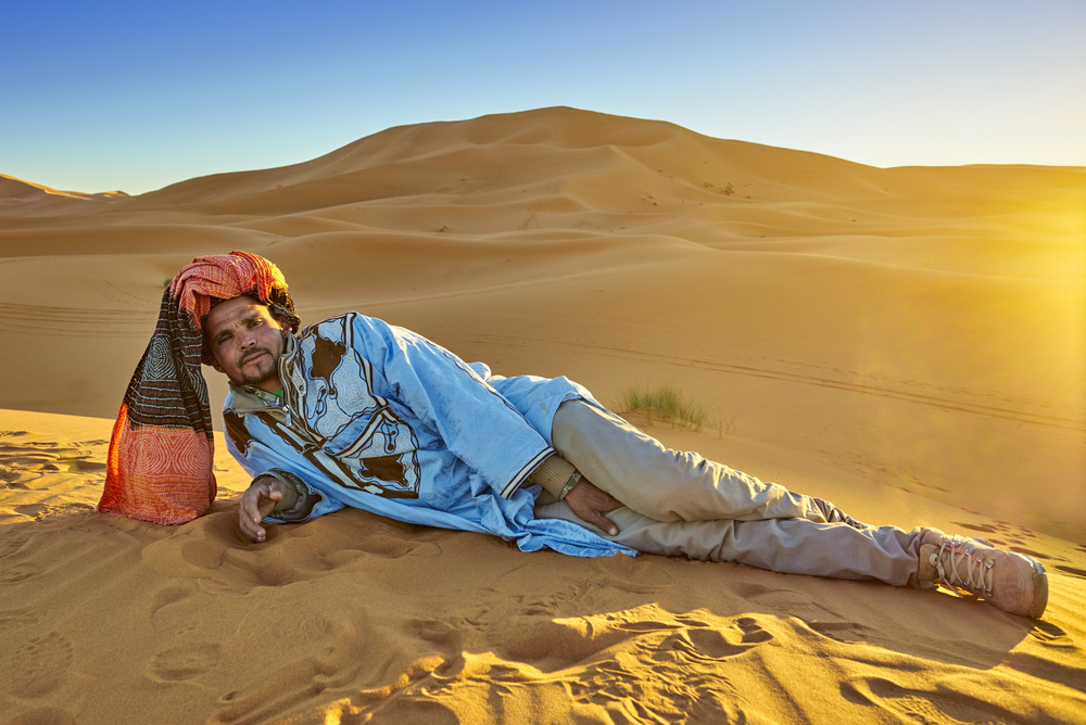 berber man in desert of morocco